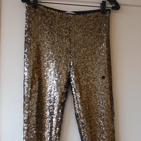 Lucy Paris Gold Sequin Leggings - Picture 1 of 5